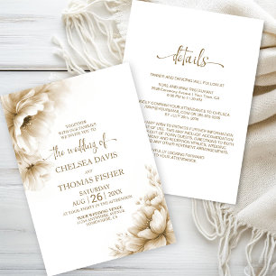 Invitation Mariage Champêtre Neutre aux Fleurs Unifiées