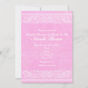 Invitation Mariage champêtre occidental rustique paisley rose
