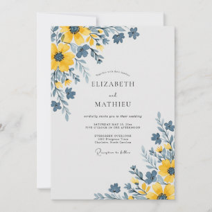 Invitation Mariage champêtre peintre jaune