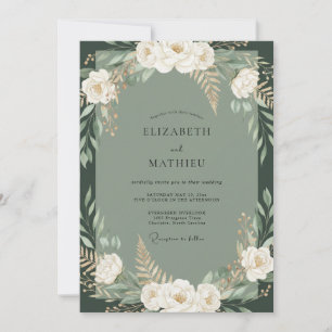 Invitation Mariage champêtre poétique vert sauge