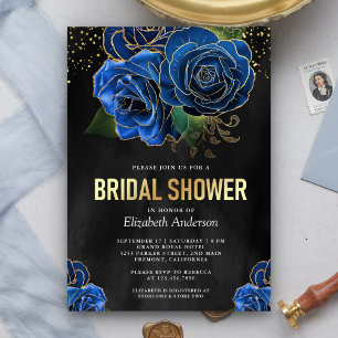 Invitation Mariage Champêtre Royal Bleu et Noir