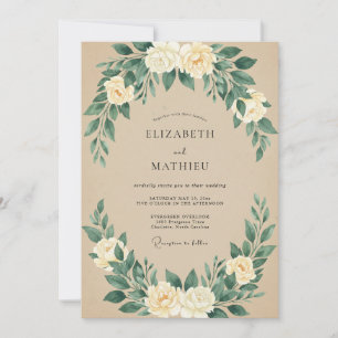 Invitation Mariage champêtre rustique beige