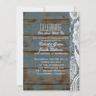 Invitation mariage champêtre vintage avec bois de grange et d