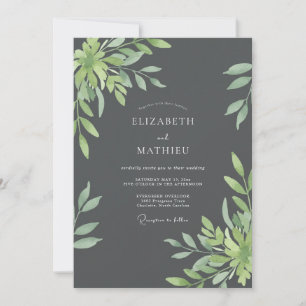 Invitation Mariage Charbon de Feuille d'Olivier