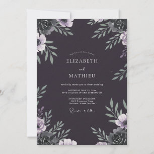 Invitation Mariage Charbon Fleur de Lilas