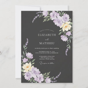 Invitation Mariage Charbon Pétale de Lilas