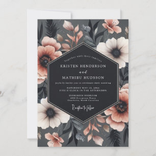 Invitation Mariage Charcoal Blush Somber Flora