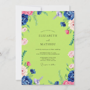 Invitation Mariage Chartreuse Rose Peony