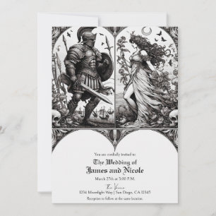 Invitation Mariage Chevalier Vintage et Belle Demoiselle
