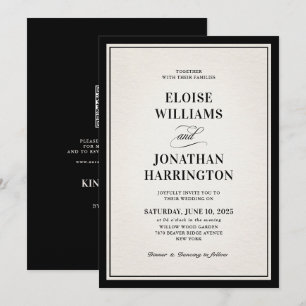 Invitation Mariage chic avec code QR noir moderne et argent a