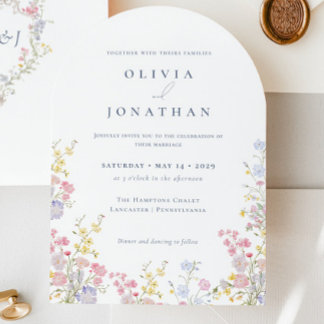 Invitation Mariage Chic Boho Jardin Fleurs Sauvages Printemps