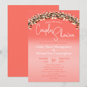 Invitation Mariage Chic de Couple sous la Douce Ombre Corail