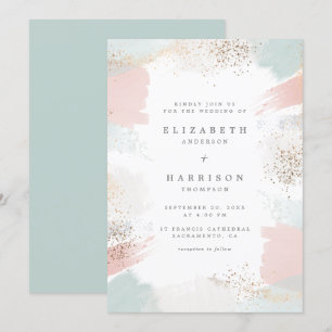 Invitation Mariage Chic Gold Dust & Painterly Brush