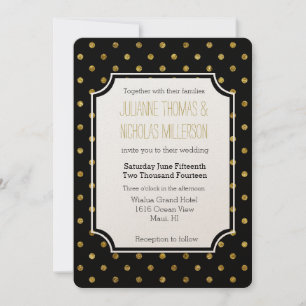 Invitation Mariage Chic Gold Glam et Black Dots