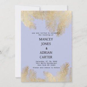 Invitation Mariage chic lavande or palmier tropical