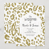 Mariage Chic Léopard Guépard Blanc Paillettes Doré