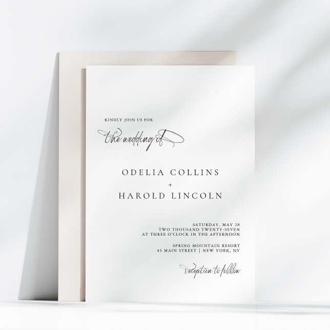 Invitation Mariage Chic Minimaliste Calligraphie Noir et Blan (Créateur téléchargé)