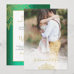 Invitation Mariage chic moderne de style indien avec photo ve