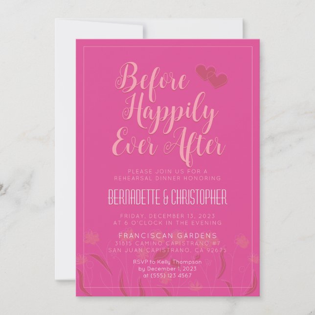 Invitation Mariage Chic Moderne Élégant Simple Rose (Devant)