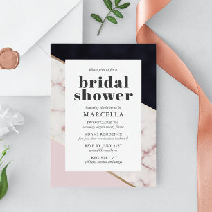 Invitation Mariage chic moderne en marbre