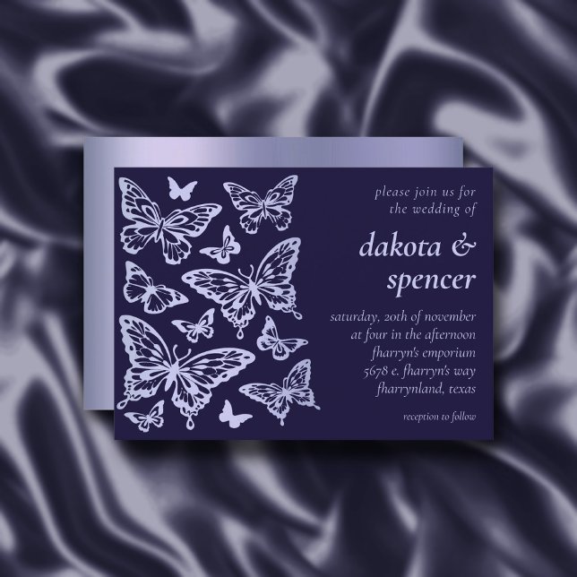 Invitation Mariage chic papillon | Violette violette de lavan (Créateur téléchargé)