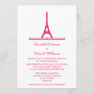 Invitation Mariage Chic Parisien, Rose