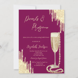 Invitation Mariage Chic Perles Prosecco Dégustation