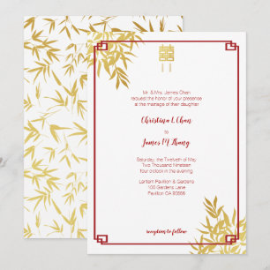 Invitation Mariage chinois au bambou d'or