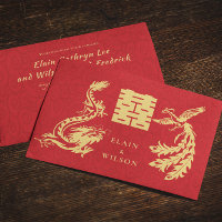 Mariage chinois Dragon-Phoenix Double Xi Red Gold