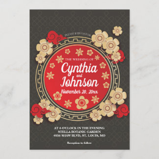 Invitation Mariage chinois floral