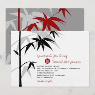 Invitation Mariage chinois moderne à l'orientale simple en ba