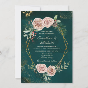 Invitation Mariage Chrétien d'Hiver aux Roses Roses Roses Vin
