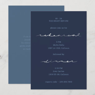 Invitation Mariage Chrétien Dîner de Répétition Bleu Nuit