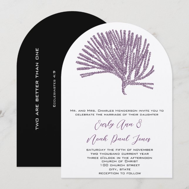 Invitation Mariage chrétien Plum Coral Mon âme Trouvé Celui (Devant / Derrière)