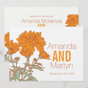 Invitation Mariage chrysanthemum orange mariages de automne i