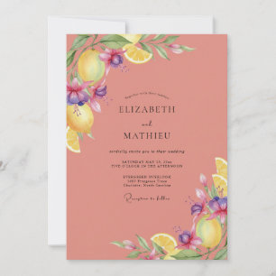 Invitation Mariage Citron Corail Eucalyptus
