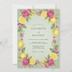 Invitation Mariage Citron Eucalyptus Citrus Rose