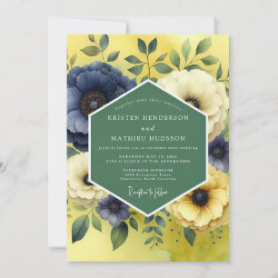 Invitation Mariage Citron Indigo Bloom