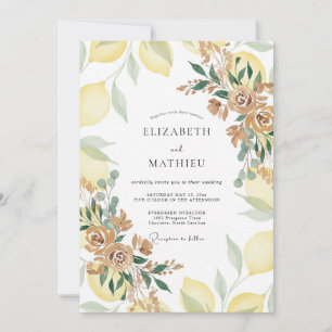 Invitation Mariage Citron Jaune Eucalyptus Gris