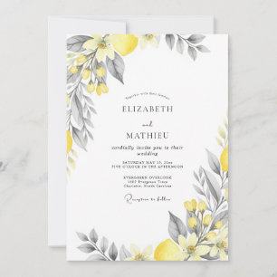 Invitation Mariage Citron Jaune Gris Zesty