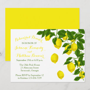 Invitation Mariage Citron Jaune Répétition Dîner Lemon Vert