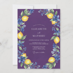 Invitation Mariage Citron Pourpre Eucalyptus