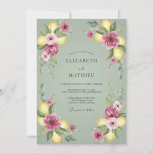 Invitation Mariage Citron Poussiéreux Rose Citrus Eucalyptus