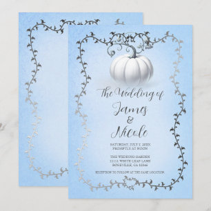 Invitation Mariage Citrouille blanc Blue & Silver Storybook