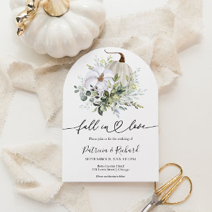 Invitation Mariage Citrouille Blanche et Eucalyptus Coup de F