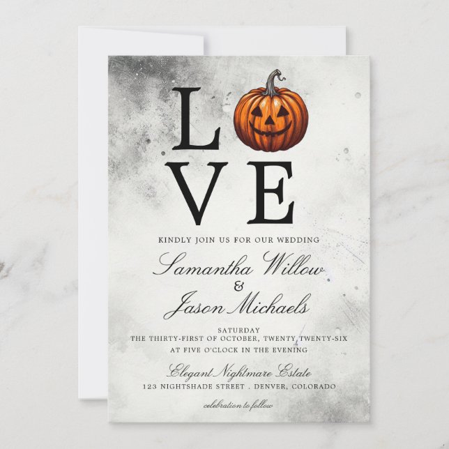 Invitation Mariage Citrouille d'amour (Devant)