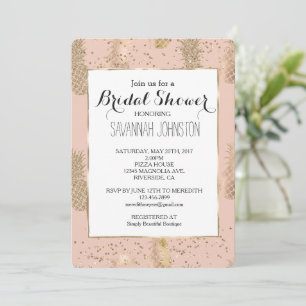 Invitation Mariage civil Rose Gold Glam Tropicale Ananas