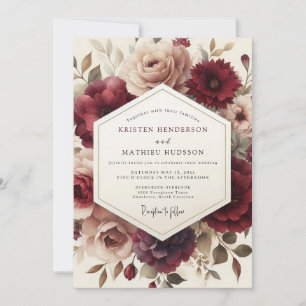 Invitation Mariage Claret Romantic Bloom