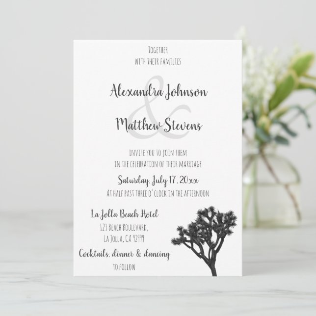 Invitation Mariage Classic Joshua Tree Noir & Blanc (Debout devant)