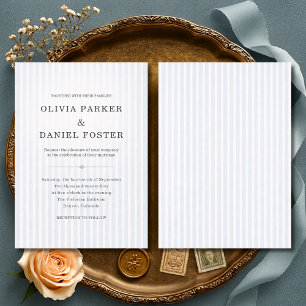 Invitation Mariage Classique à Rayures Bleues et Blanches